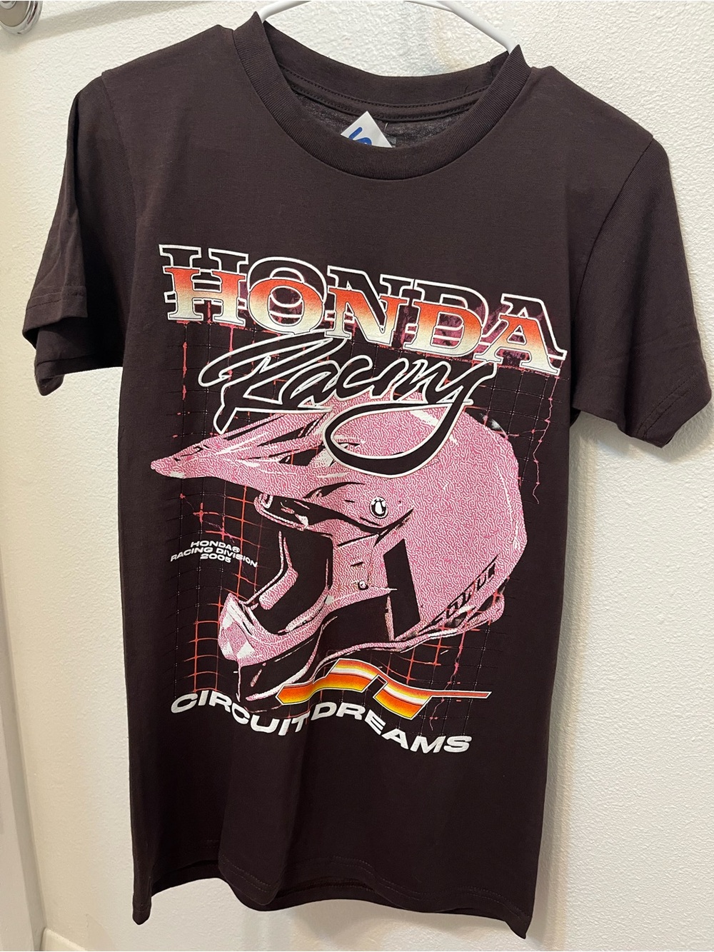 Racing Men’s Black Graphic T-Shirt with Pink Helmet